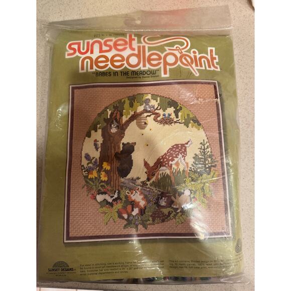 Sunset Needlepoint Kit - Babes in the Meadow - design by Donna Enstaff - Picture 1 of 3